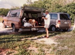 A man, his truck, and his dog